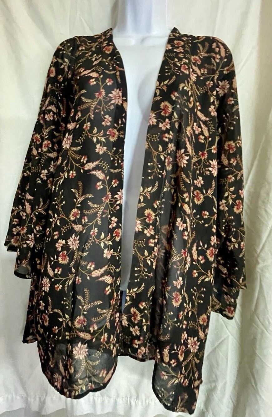Davina Floral Open-Front Kimono Cardigan – Size 2X
